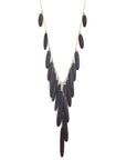 ebony/sterling silver oval wood cascade necklace