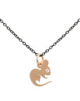 rat / 14k gold/oxidized silver chinese zodiac charms