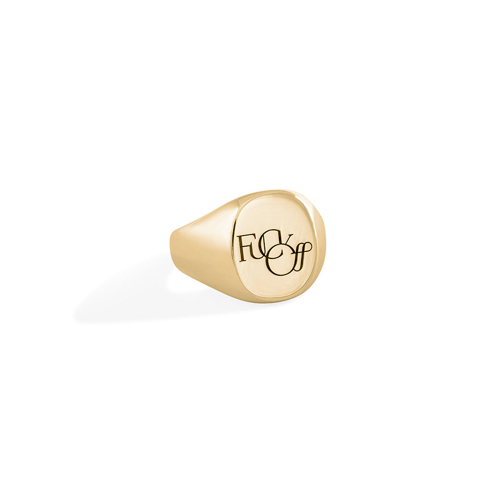 14k gold / small / Fuck Off signet ring