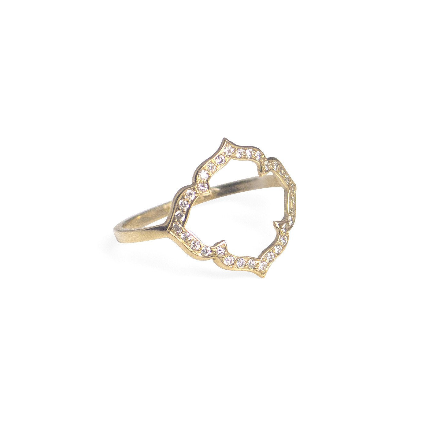 14k yellow gold with brown pave diamonds / 5 clover ring