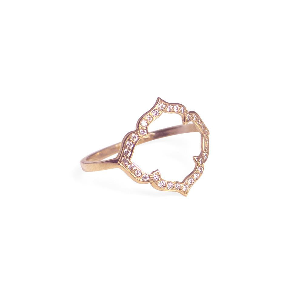 14k rose gold with brown pave diamonds / 5 clover ring