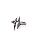 14k white gold plated in black rhodium/black pave diamonds / 5 open shard ring