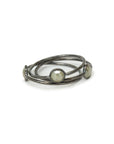 6 / 14k white gold plated in black rhodium simple gray diamond stacking ring