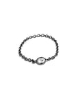 18k white gold plated in black rhodium simple diamond chain ring