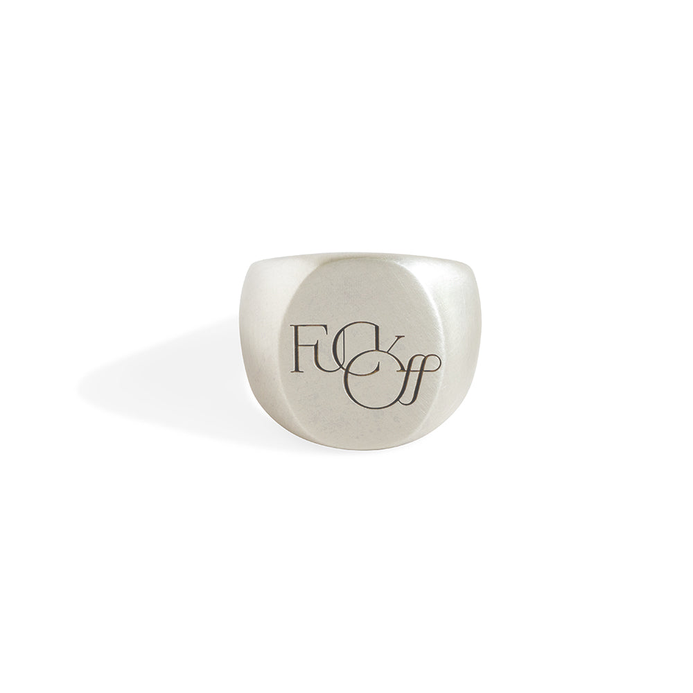 sterling silver / large / Fuck Off signet ring