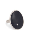 ebony/sterling silver / 7 oval wood inlay ring