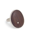 rosewood/sterling silver / 7 oval wood inlay ring