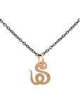 snake / 14k gold/oxidized silver chinese zodiac charms