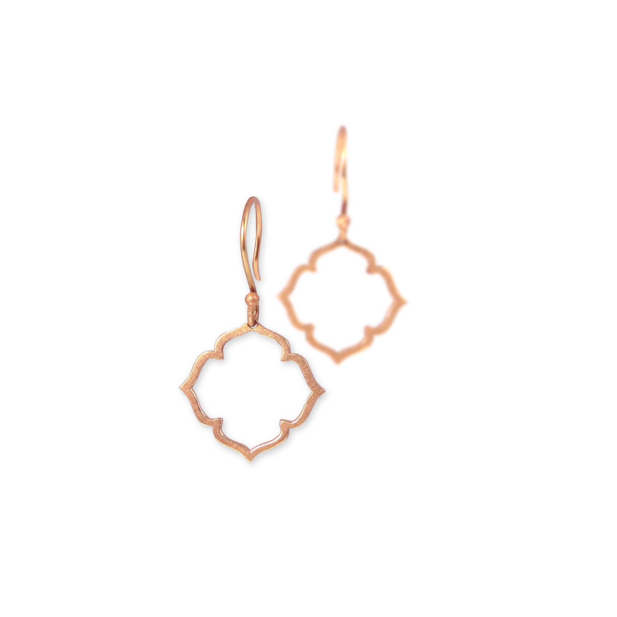 14k rose gold small clover earrings