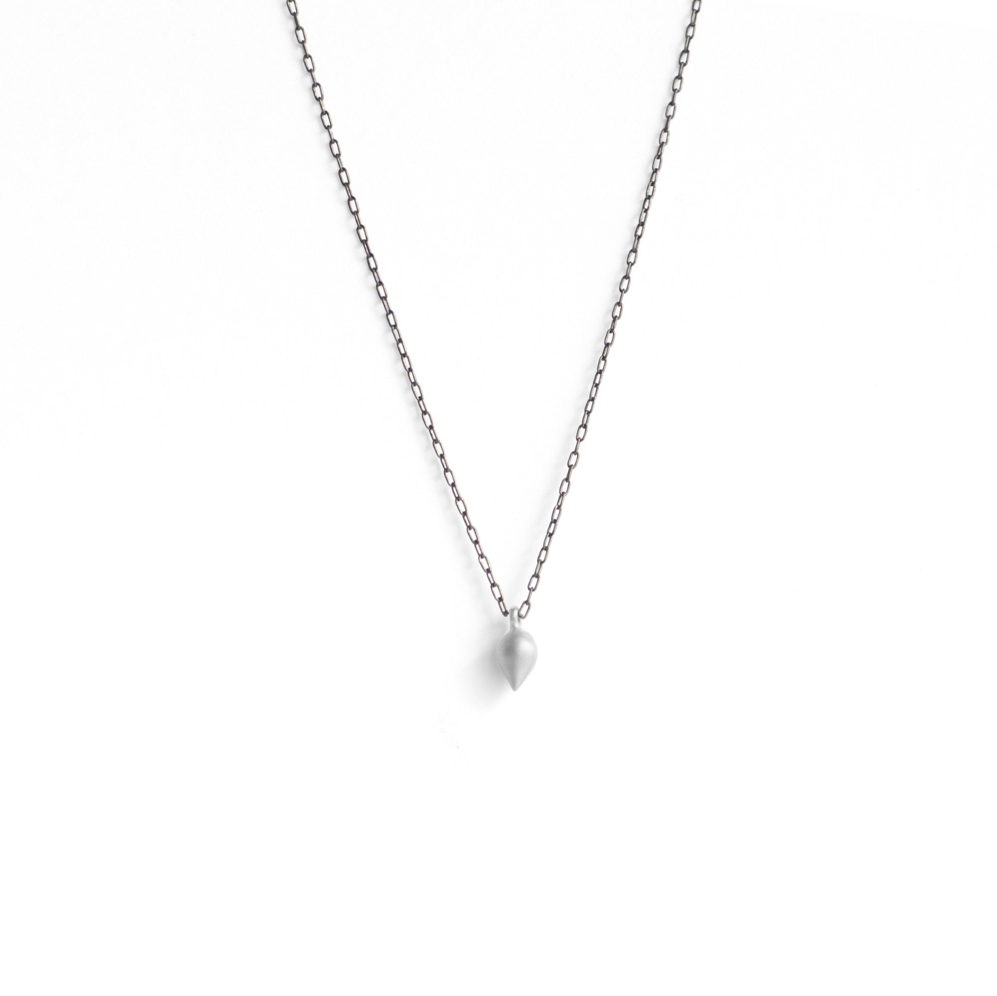 sterling silver/oxidized sterling silver chain tiny pod necklace