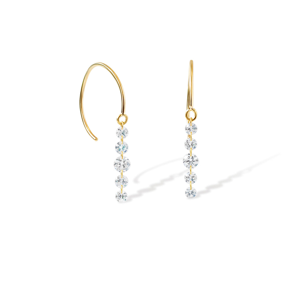 floating diamond line earrings