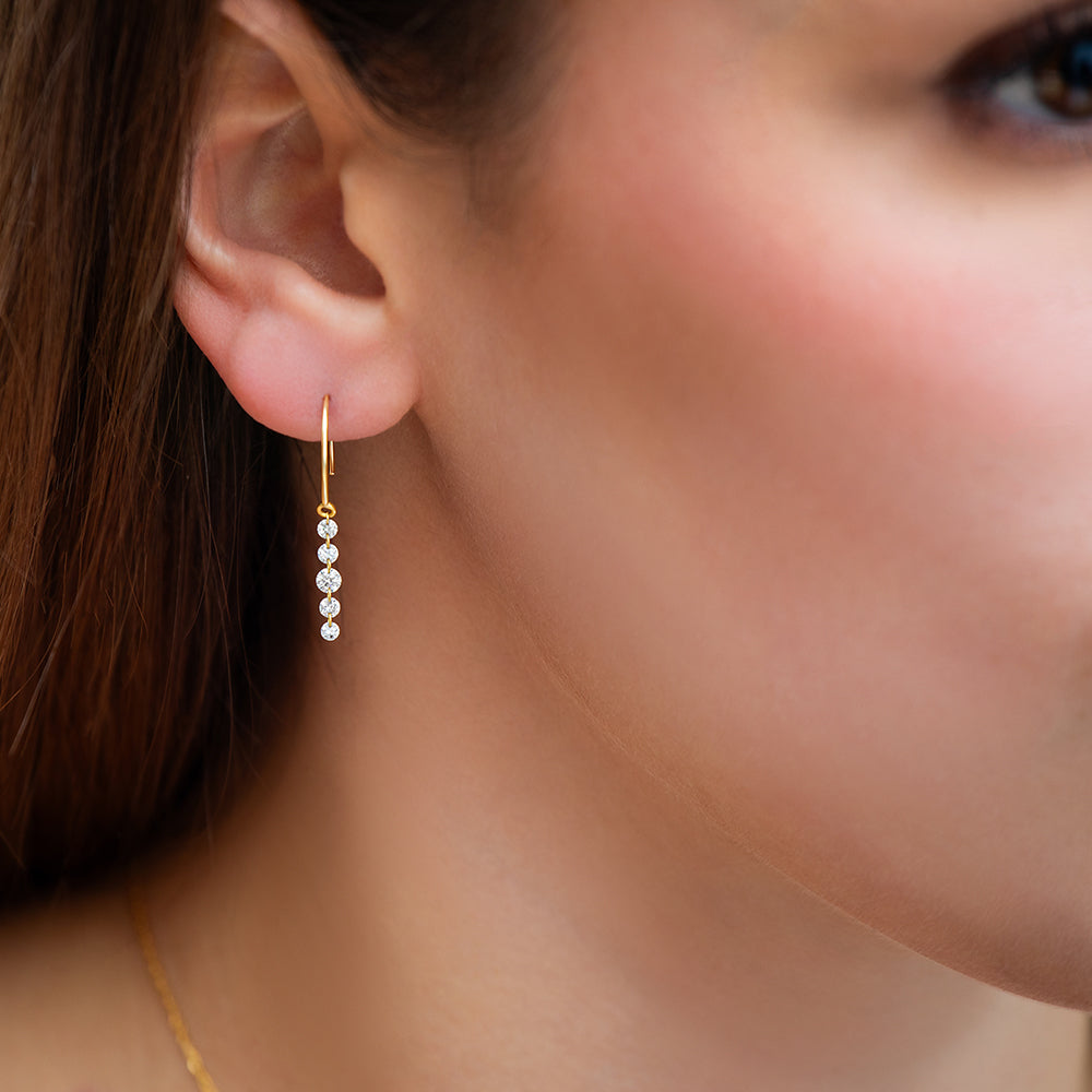 floating diamond line earrings
