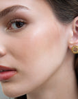 Nebula yellow diamond slice studs on model