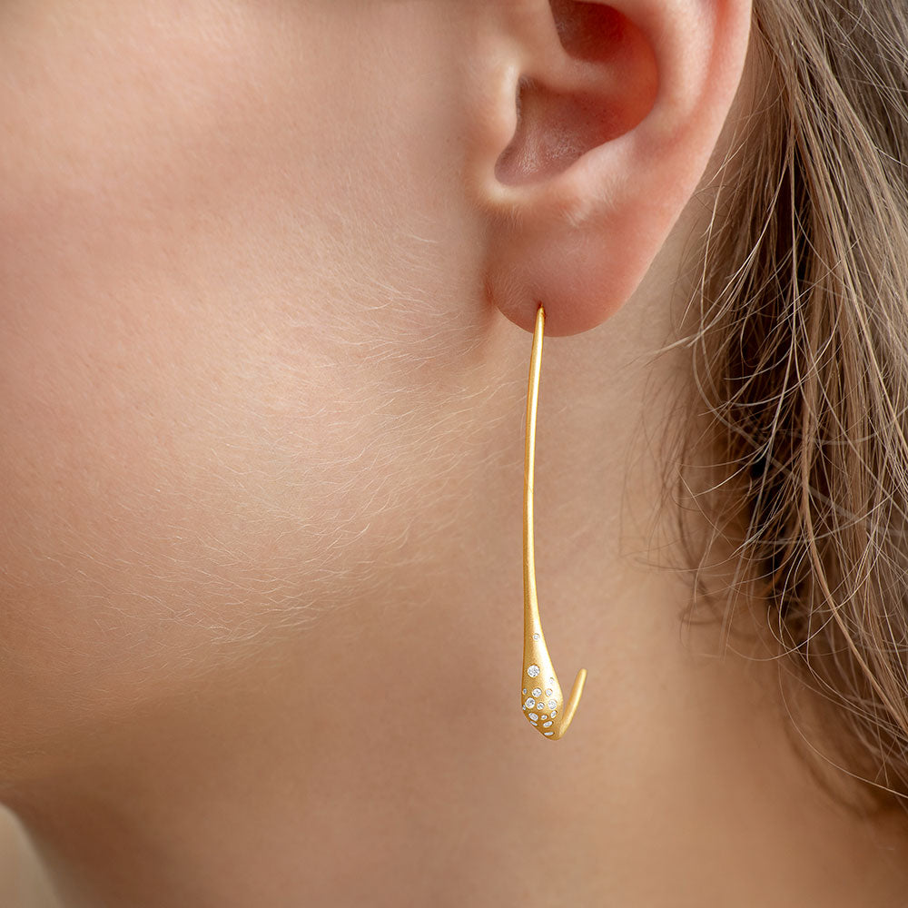 diamond swallow hoop earrings