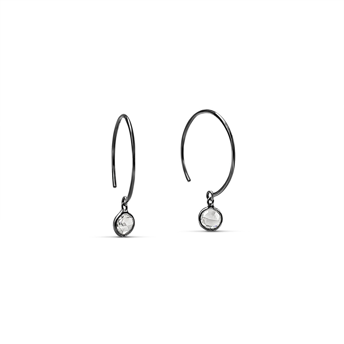  simple white rose cut diamond earrings