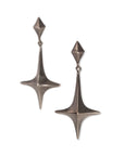sterling silver plated in black rhodium long lis dangle earrings