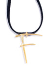 F lettres pendant with pavé diamonds