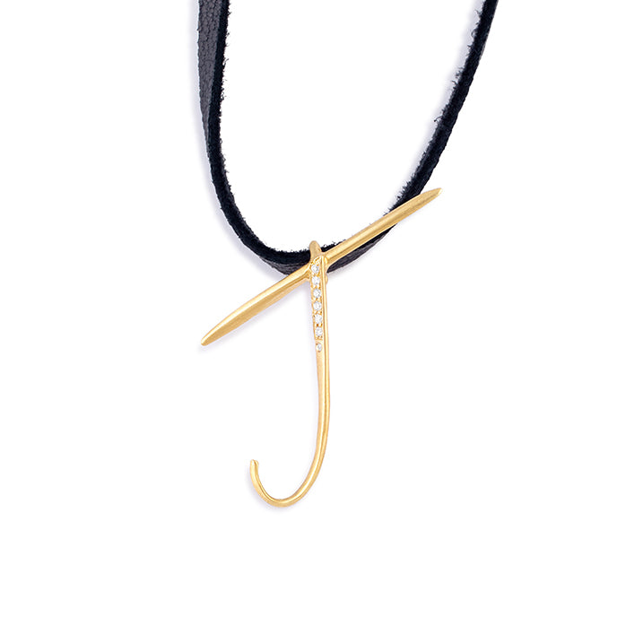 J lettres pendant with pavé diamonds