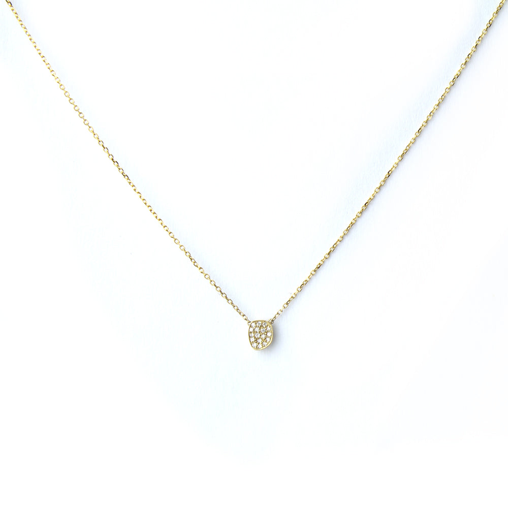 18k yellow gold with white pave diamonds / kernel tiny pave totem necklace