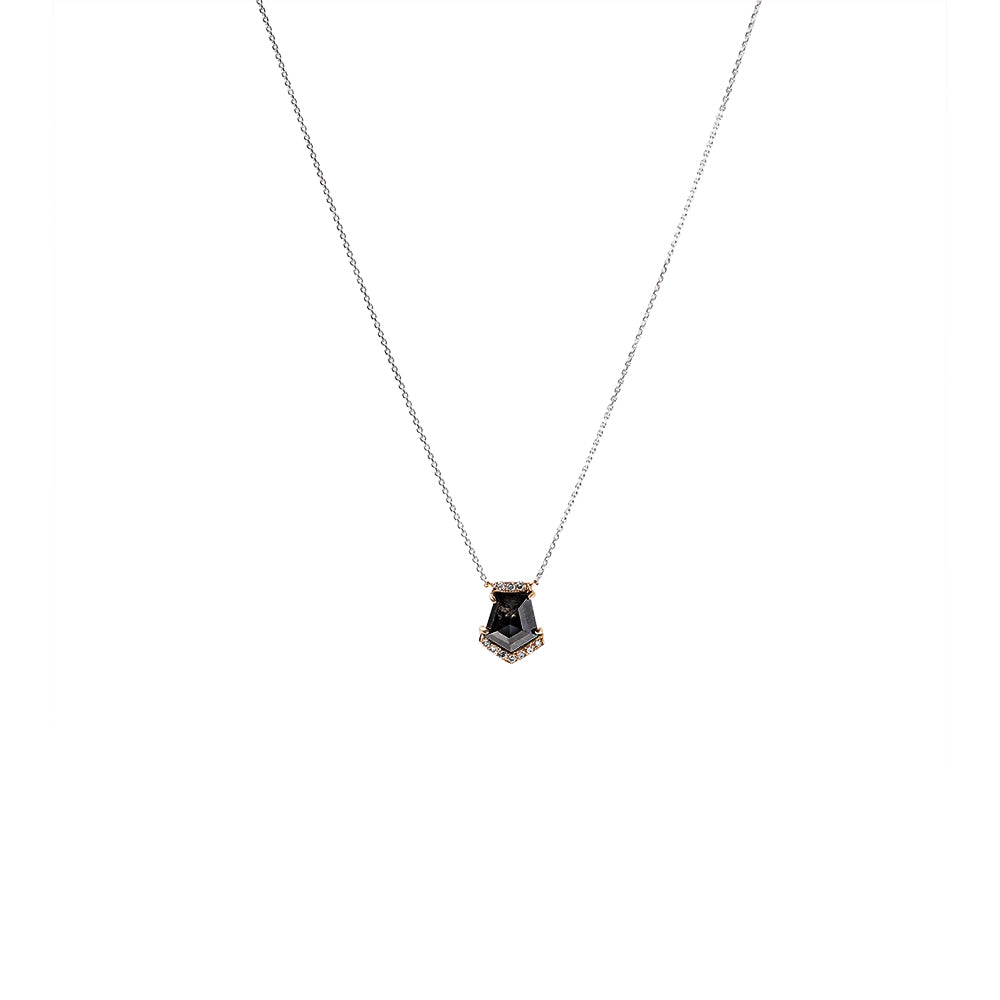 salt & pepper diamond shield pendant