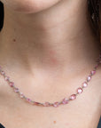 rose-cut pink sapphire necklace on model