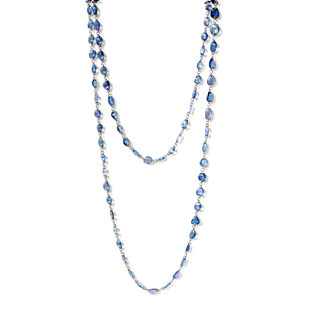 blue, rose-cut sapphire necklace