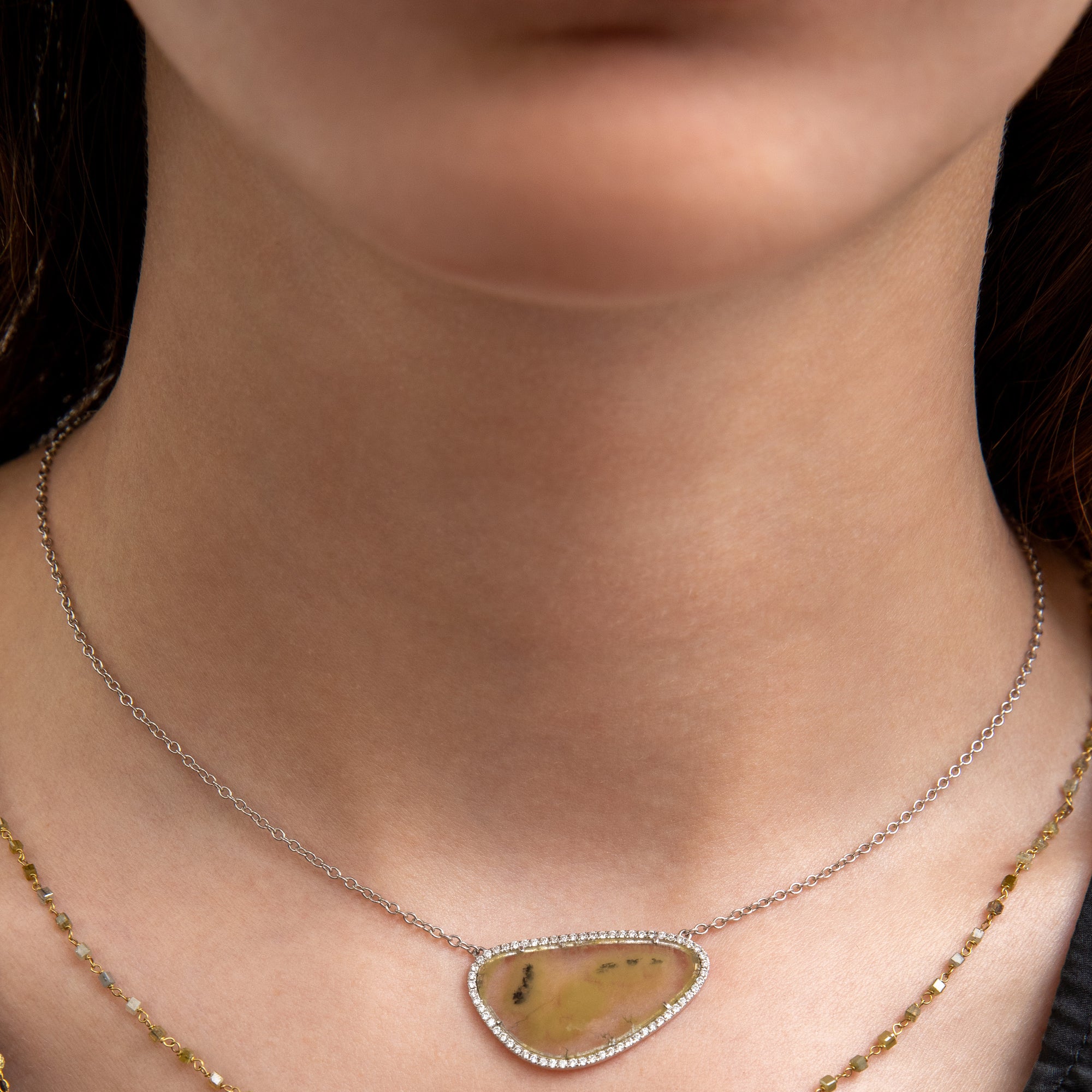 nebula diamond slice necklace on model