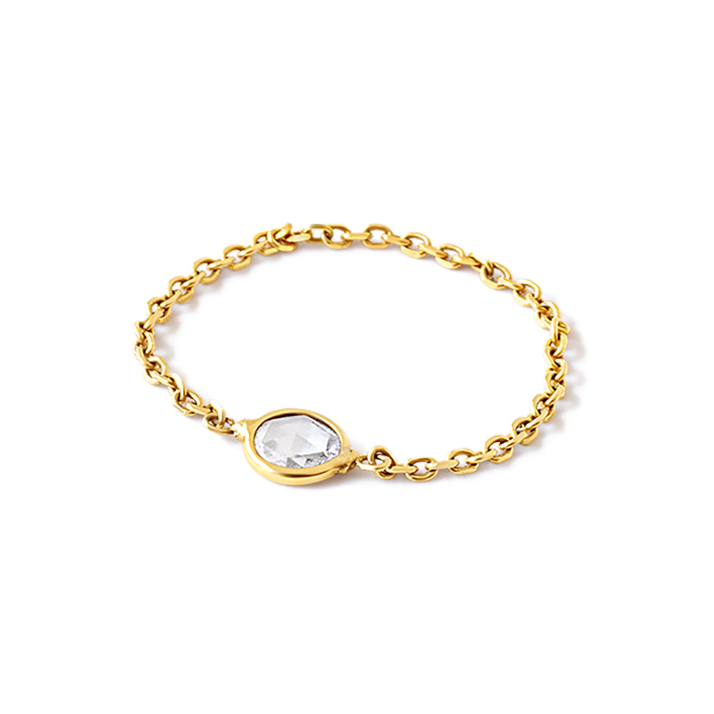 18k yellow gold simple diamond chain ring