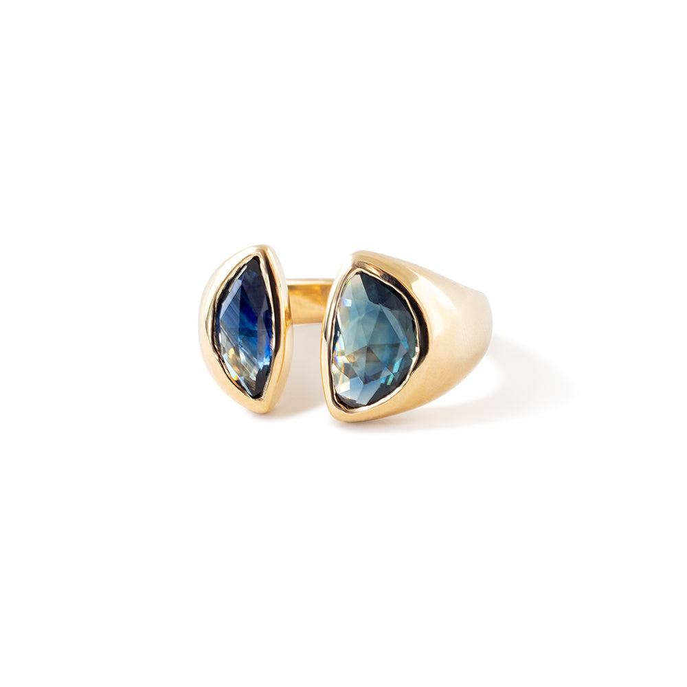  mirror sapphire cocktail ring