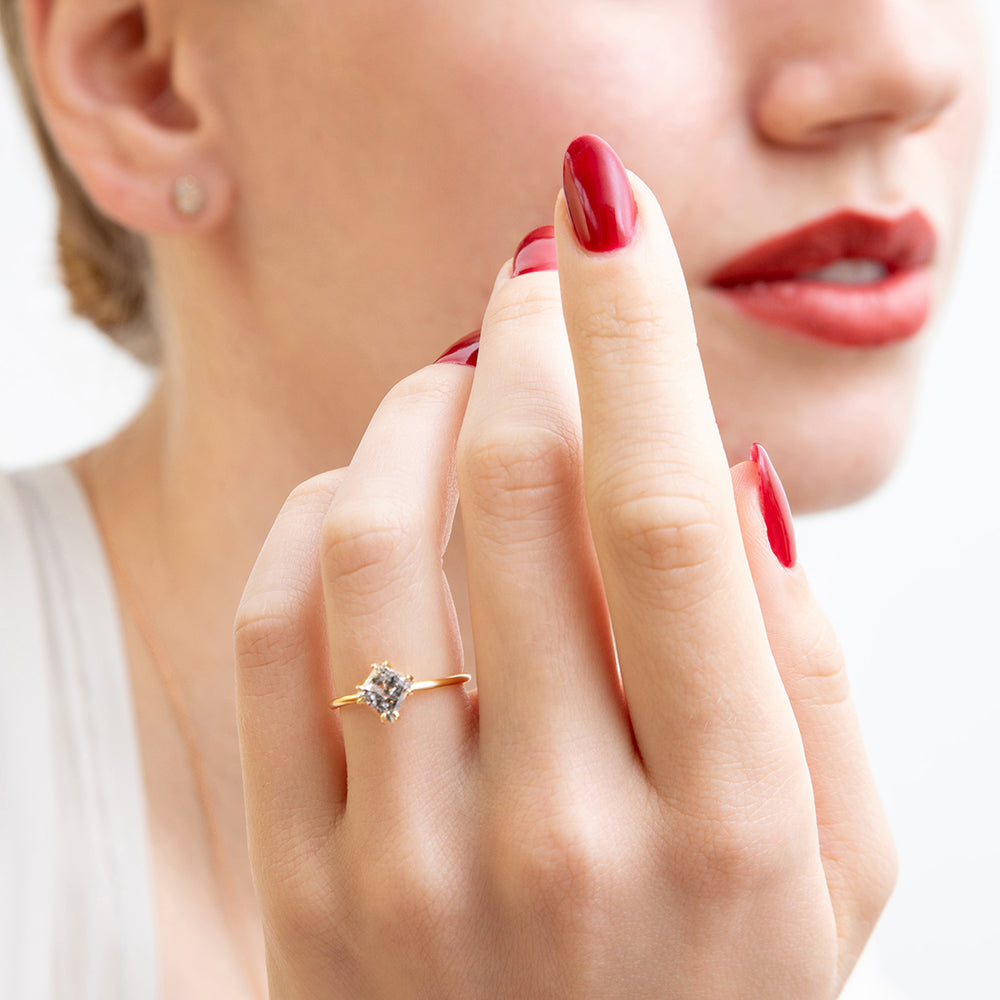  salt & pepper diamond solitaire ring