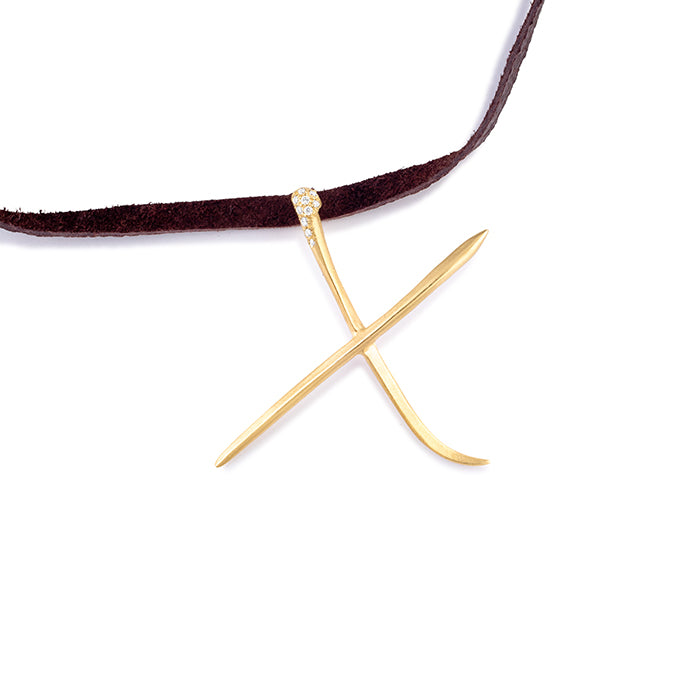 lettres pendant X with white diamonds