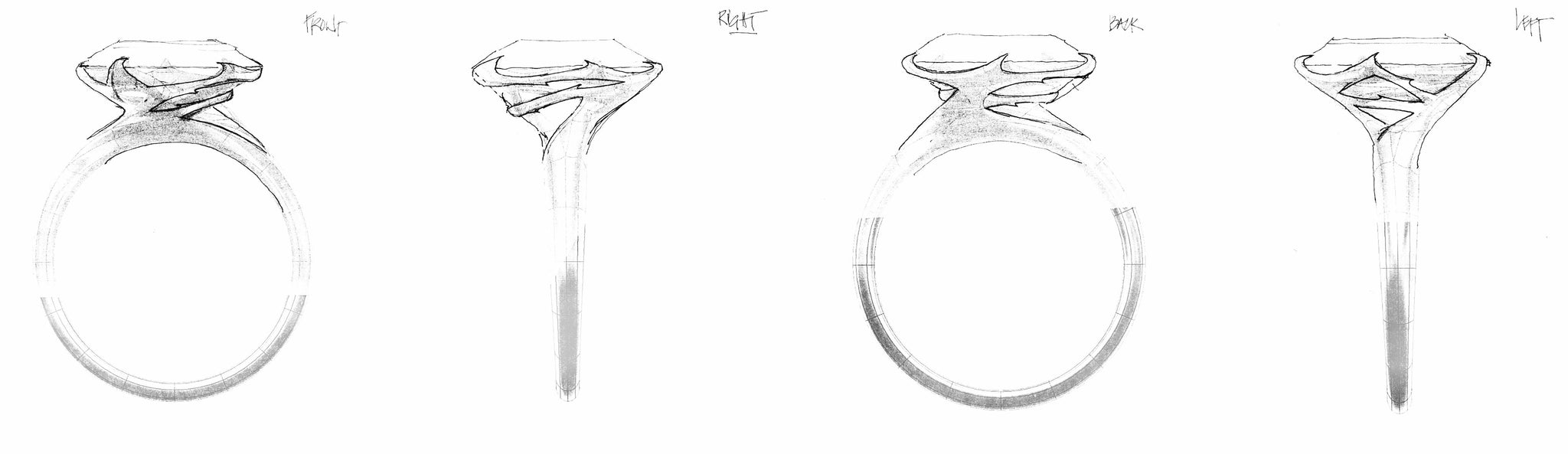 sketches of custom engagement ring