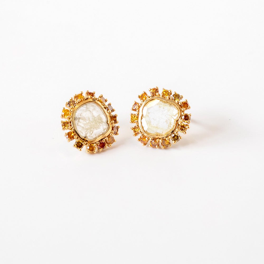 nebula yellow diamond slice earrings