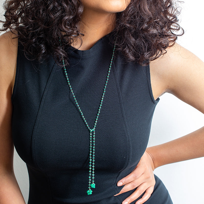  rough cut emerald lariat