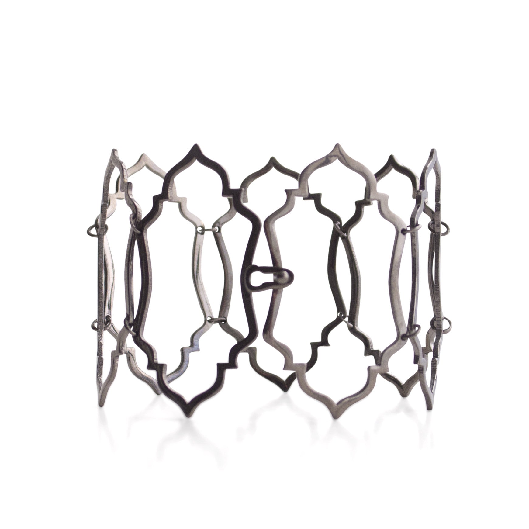 sterling silver plated with black rhodium cadre link bracelet