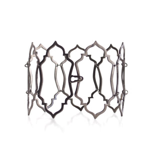 sterling silver plated with black rhodium cadre link bracelet