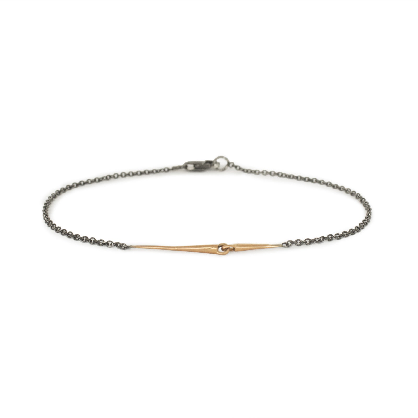 18k rose gold/oxidized silver chain mirror points bracelet