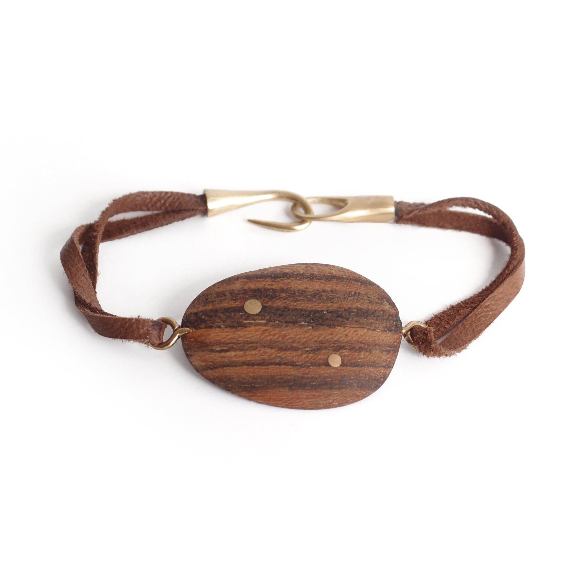 bocote/bronze / S (6&quot;) wood totem inlay bracelet