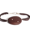 rosewood/sterling silver / S (6") wood totem inlay bracelet