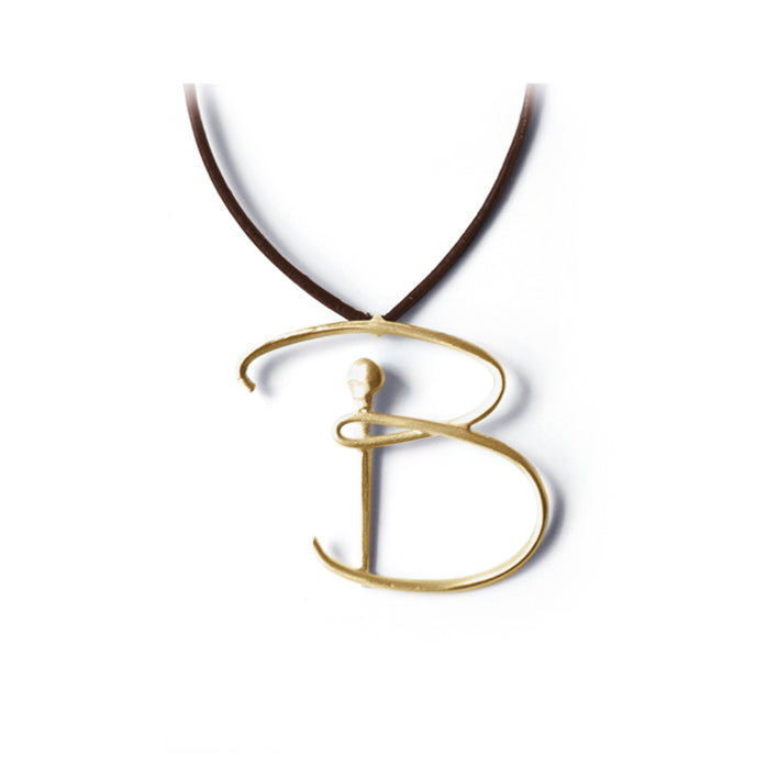 B / 14k yellow gold lettres pendant