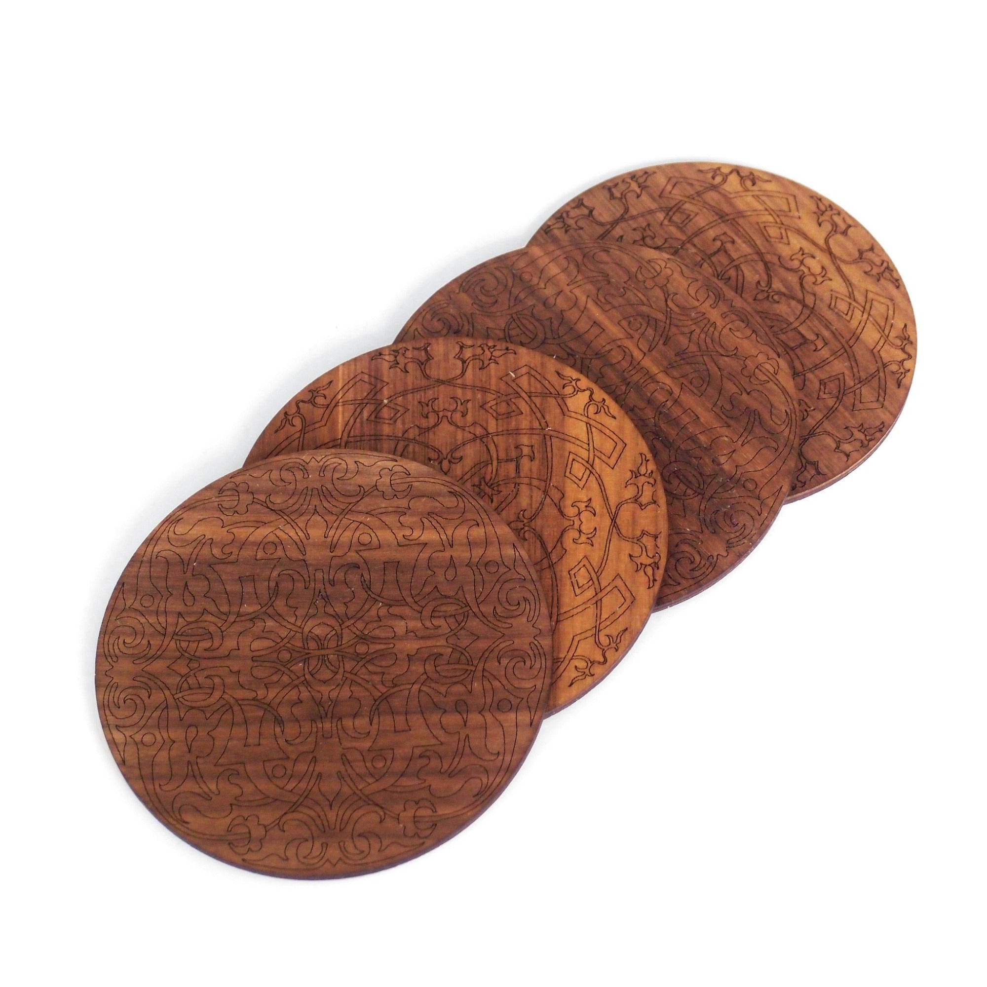 walnut arabesque coasters