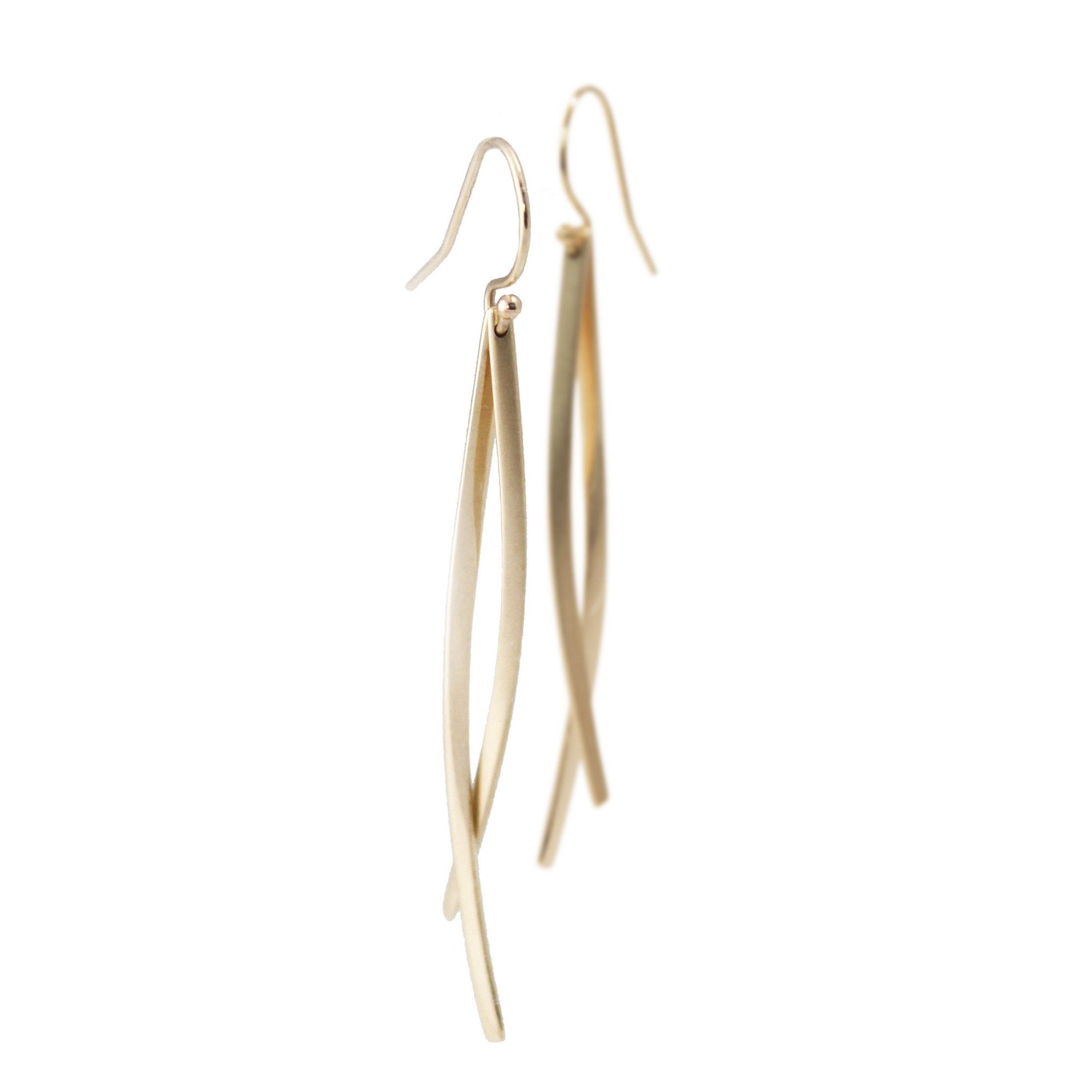 14k yellow gold double sliver earrings