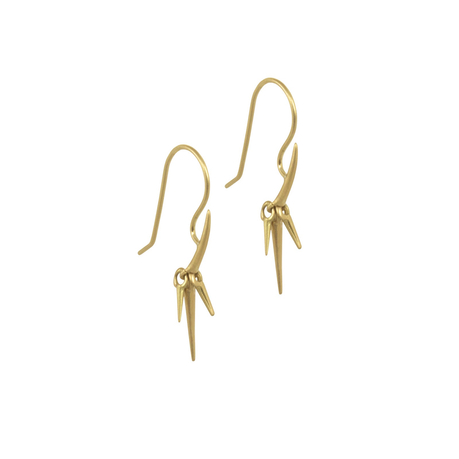 18k yellow gold trio point dangle earrings