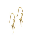 18k yellow gold trio point dangle earrings