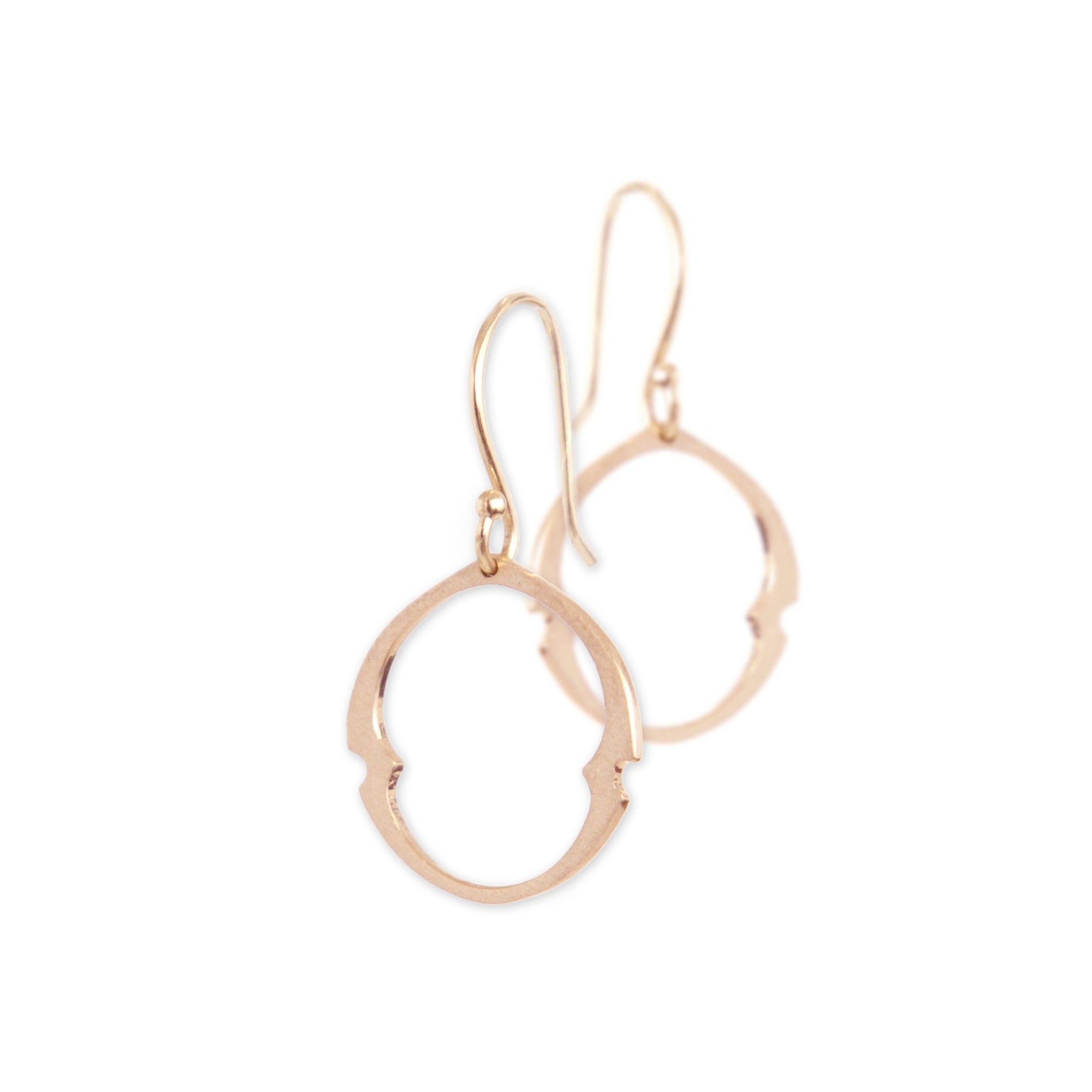 small / 14k rose gold arabesque oculus earrings