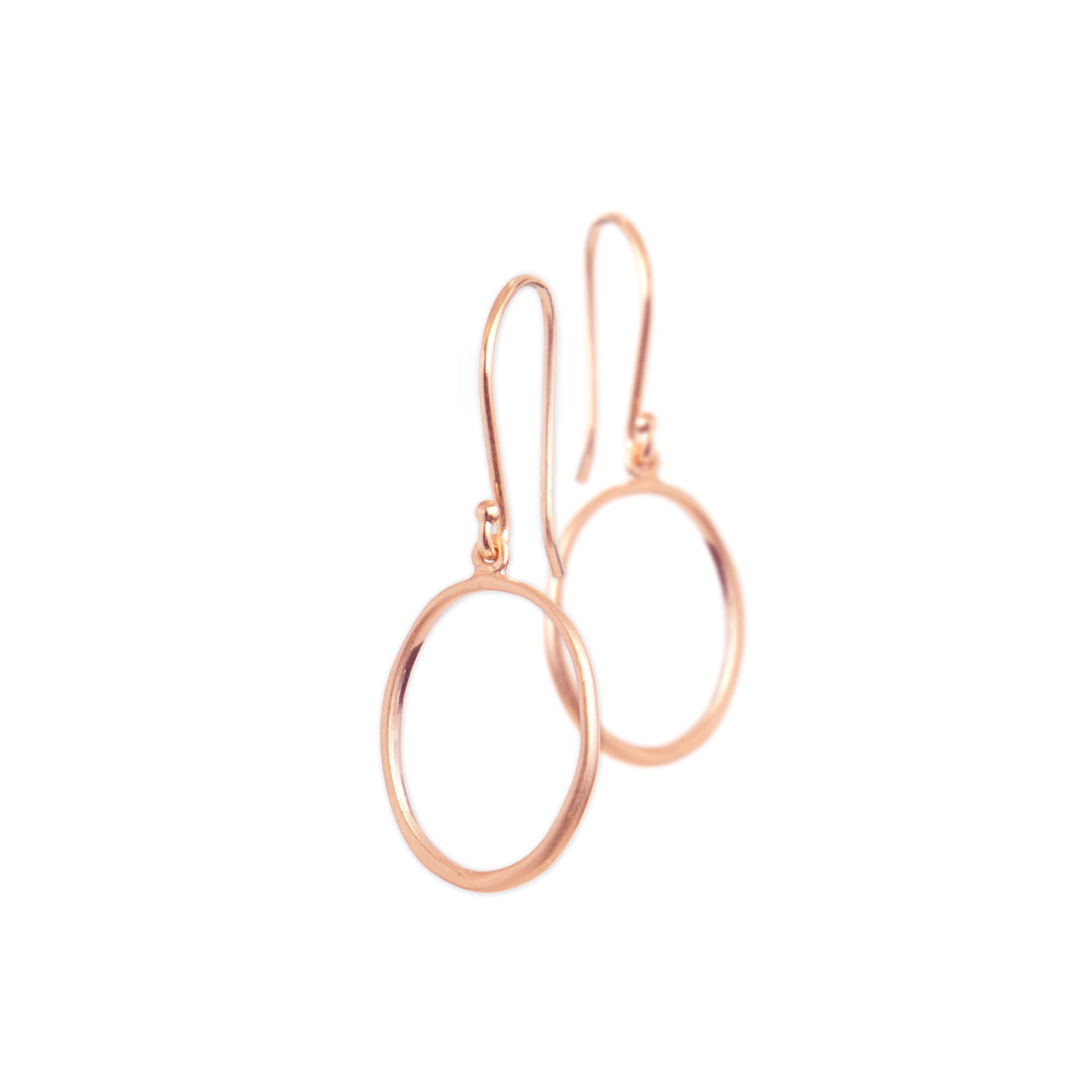 14k rose gold / small &quot;o&quot; drop earrings