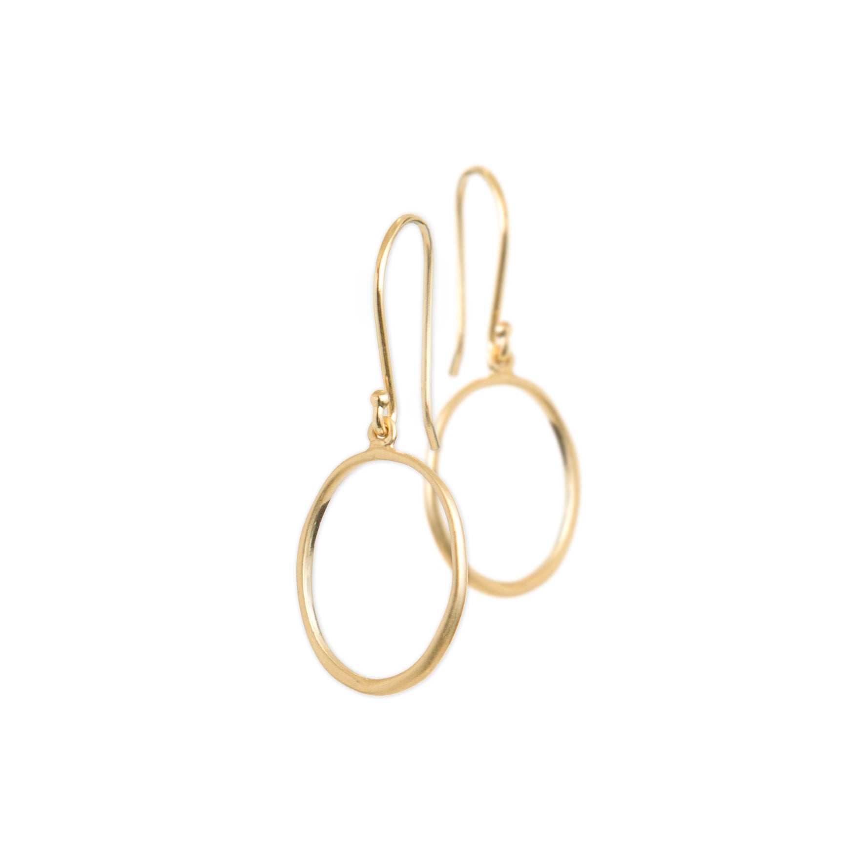 14k yellow gold / small &quot;o&quot; drop earrings