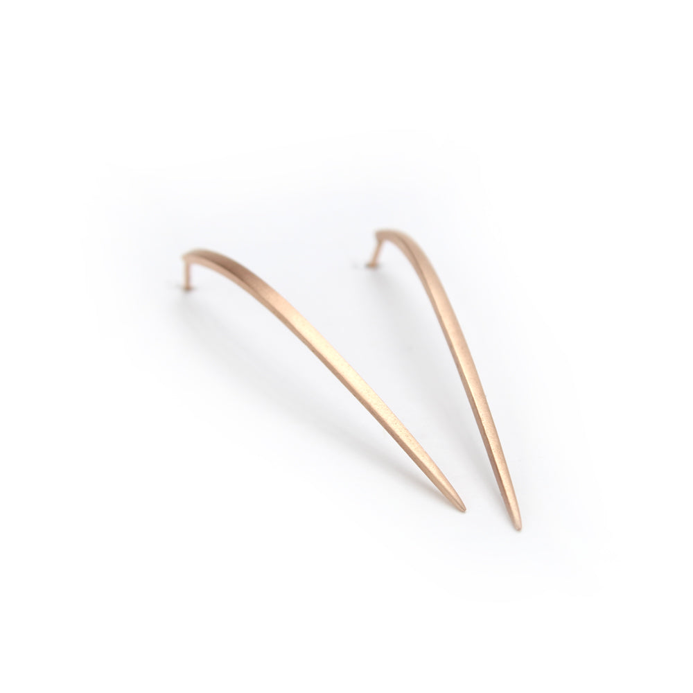 14k rose gold curved stake studs