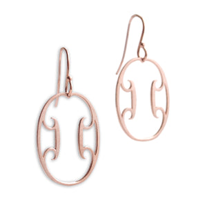 14k rose gold oval arabesque earrings