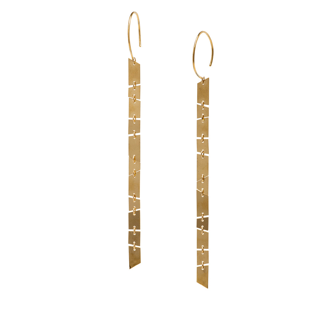 long faceted link earrings